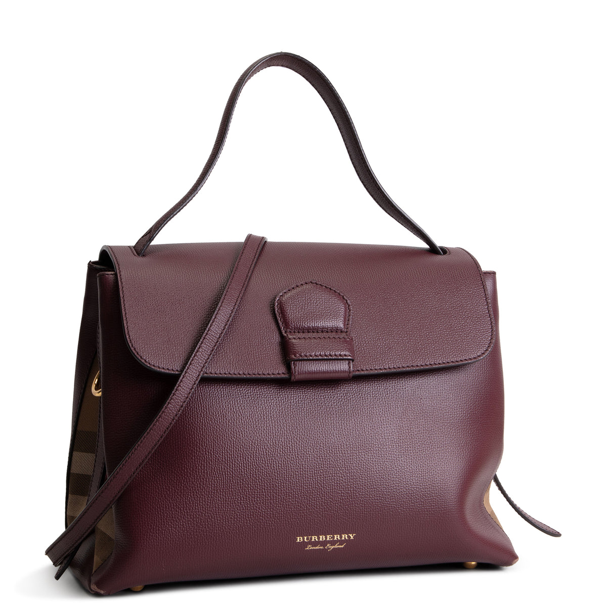 BURBERRY Housecheck Leather Camberley Shoulder Bag
