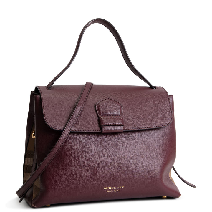 BURBERRY Housecheck Leather Camberley Shoulder Bag