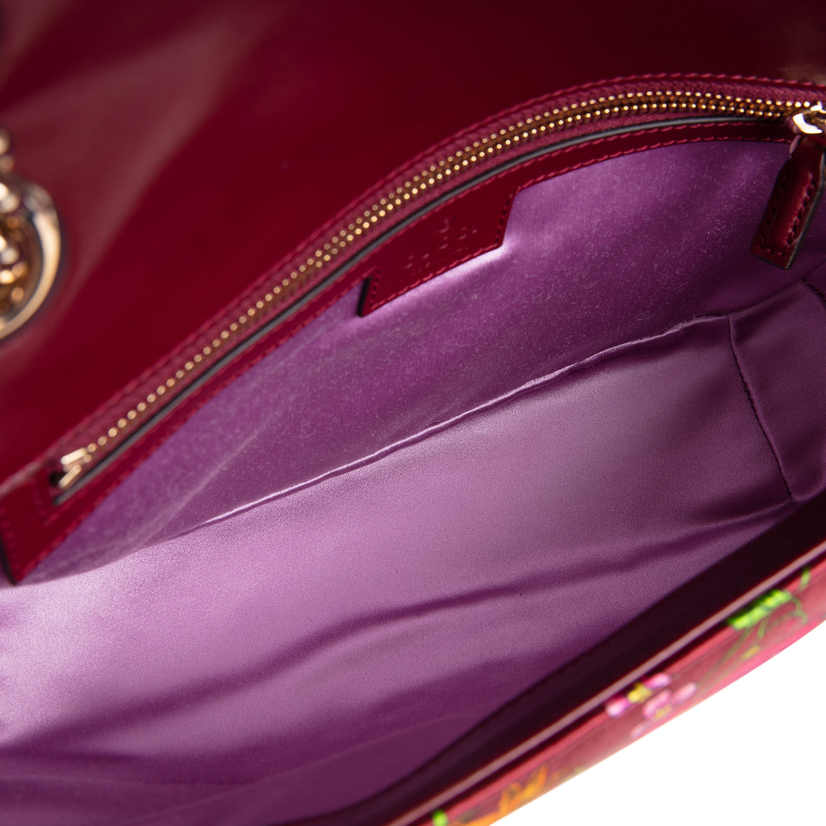 GUCCI Flora Silk Small GG Marmont Shoulder Bag - Burgundy