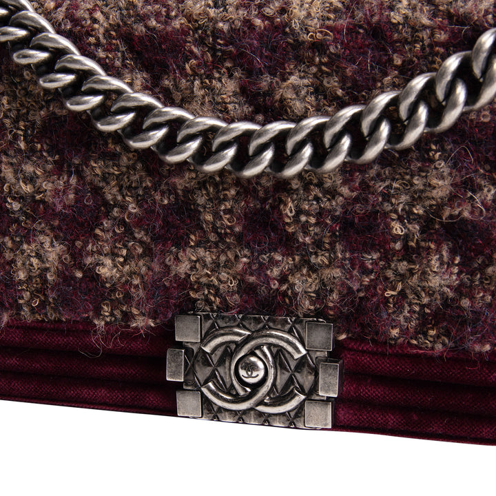 CHANEL Old Medium Velvet and Tweed Boy Flap