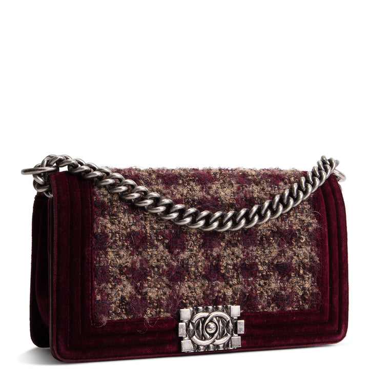 CHANEL Old Medium Velvet and Tweed Boy Flap