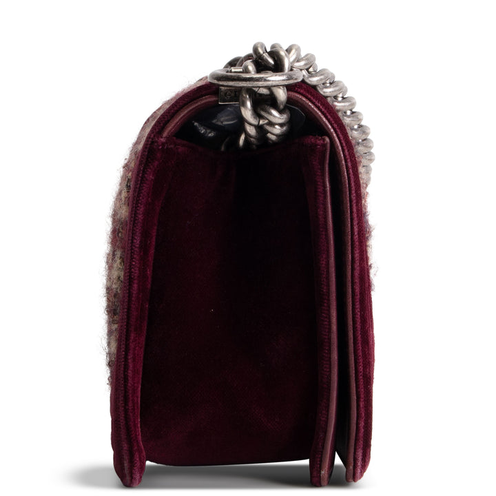 CHANEL Old Medium Velvet and Tweed Boy Flap