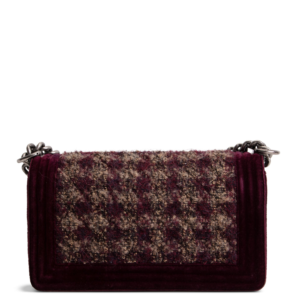 CHANEL Old Medium Velvet and Tweed Boy Flap