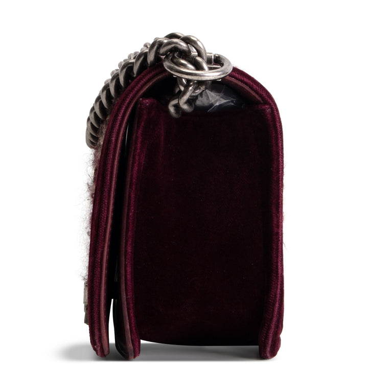 CHANEL Old Medium Velvet and Tweed Boy Flap