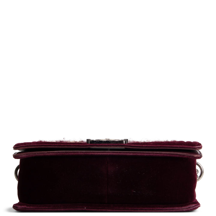 CHANEL Old Medium Velvet and Tweed Boy Flap