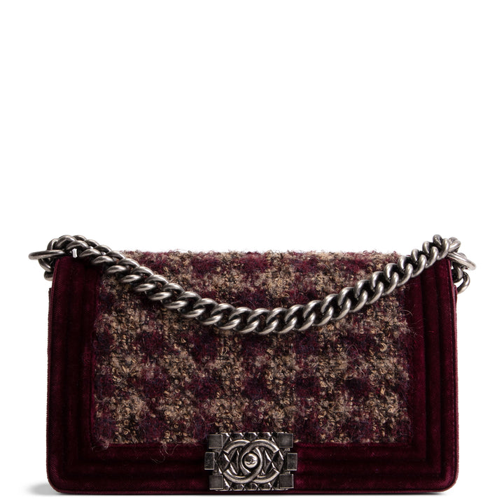 CHANEL Old Medium Velvet and Tweed Boy Flap