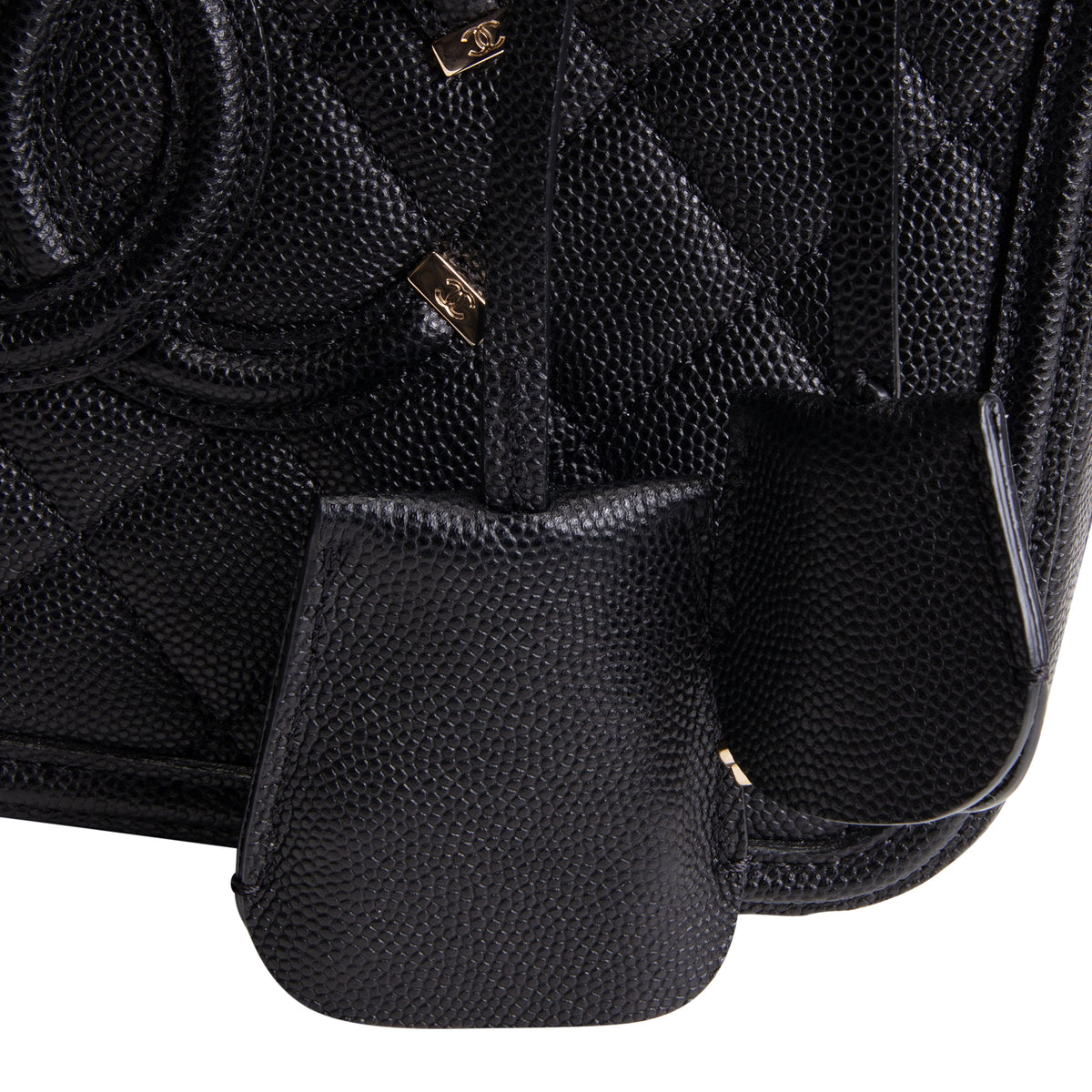 CHANEL Cavier Quilted CC Filgree Vanity Clutch