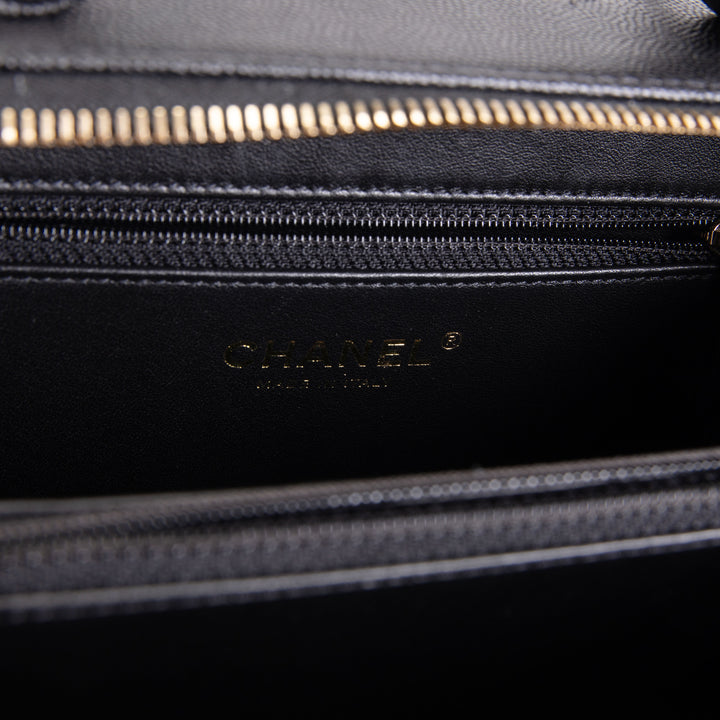 CHANEL Cavier Quilted CC Filgree Vanity Clutch