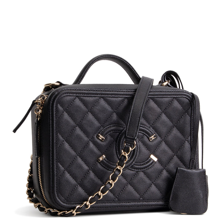 CHANEL Cavier Quilted CC Filgree Vanity Clutch