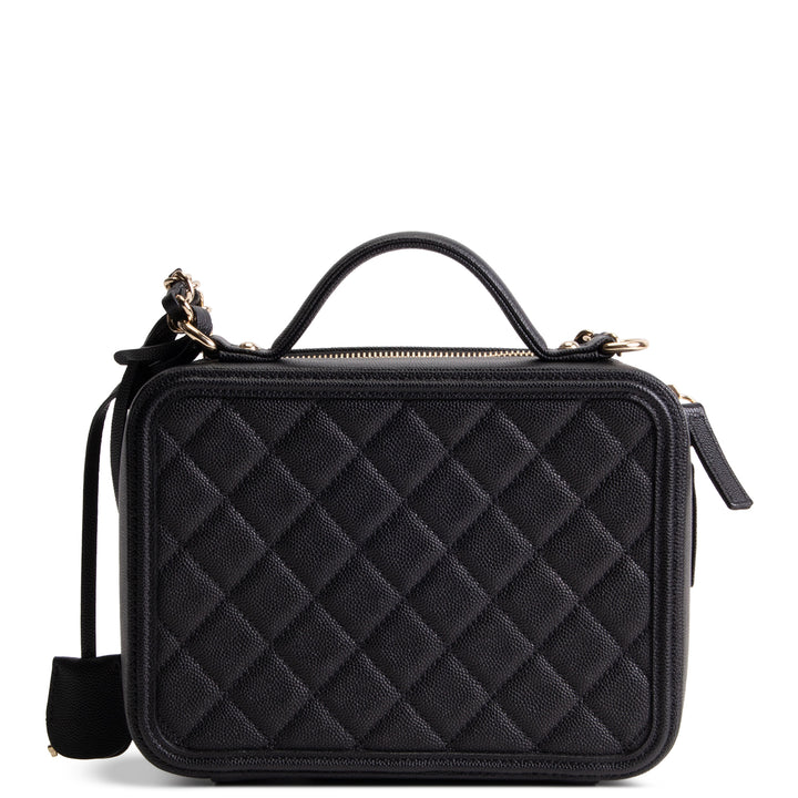 CHANEL Cavier Quilted CC Filgree Vanity Clutch