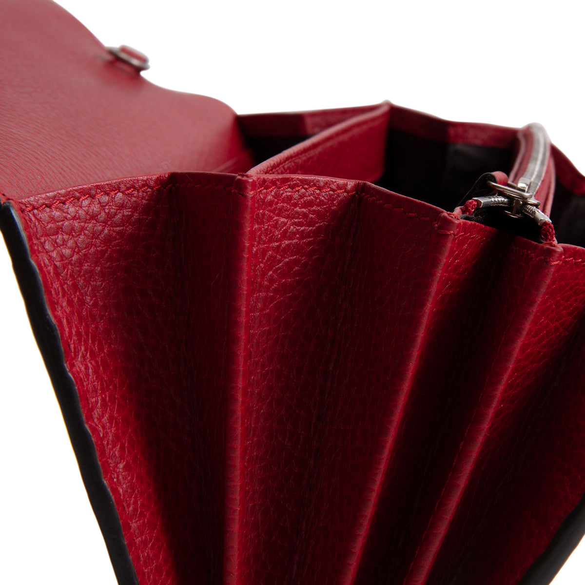 GUCCI Leather Crystal Dionysus Chain Wallet - Red