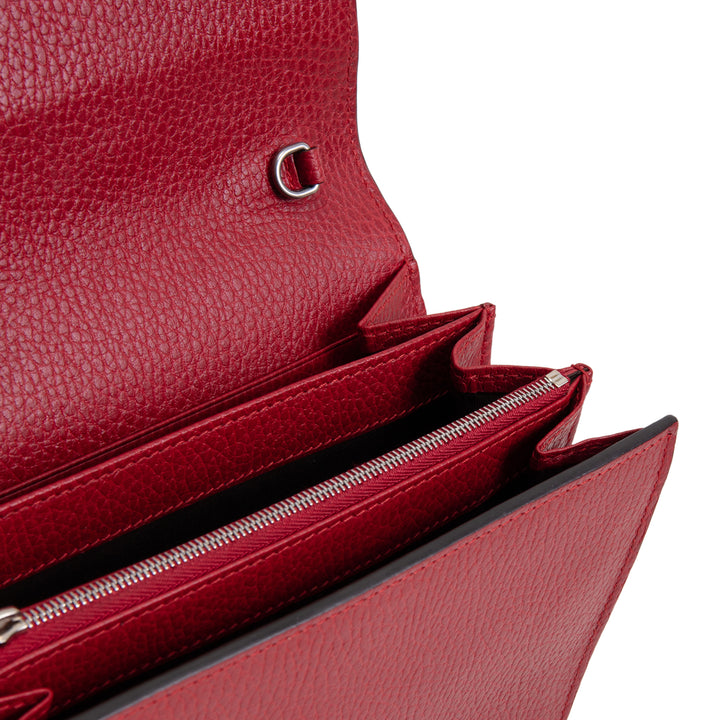 GUCCI Leather Crystal Dionysus Chain Wallet - Red