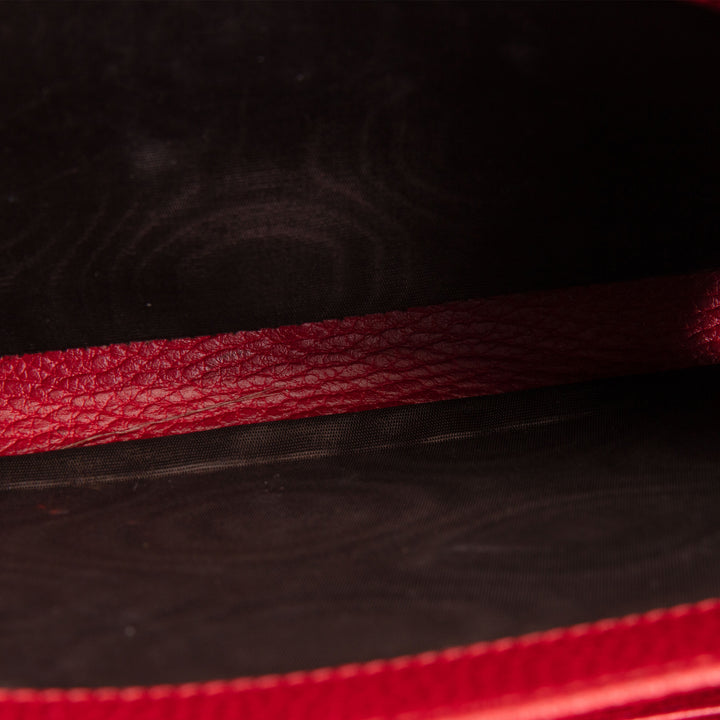 GUCCI Leather Crystal Dionysus Chain Wallet - Red