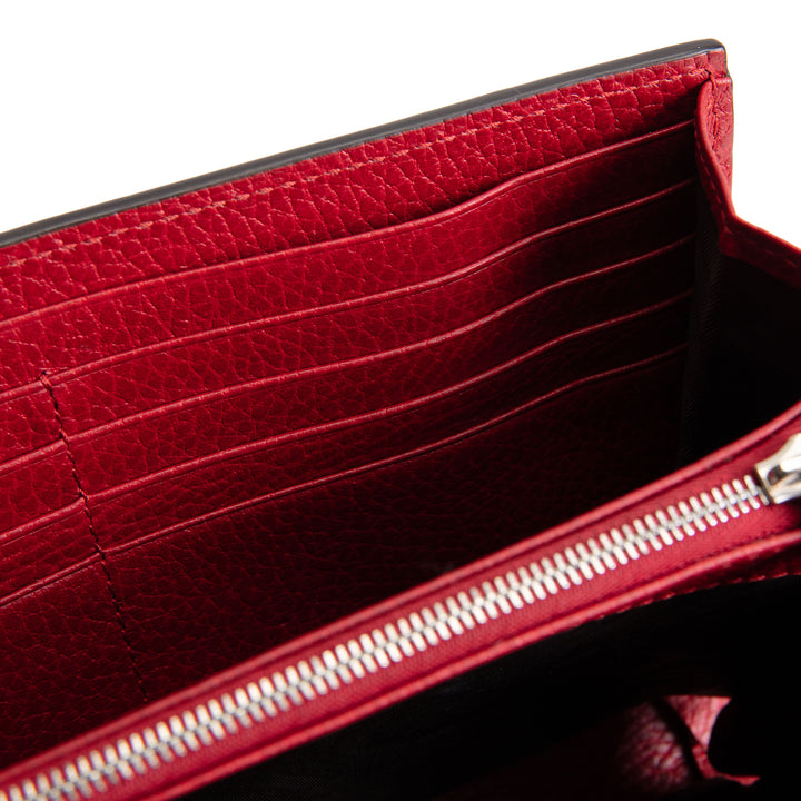 GUCCI Leather Crystal Dionysus Chain Wallet - Red
