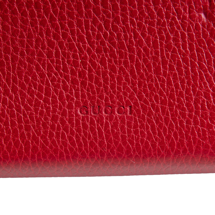 GUCCI Leather Crystal Dionysus Chain Wallet - Red
