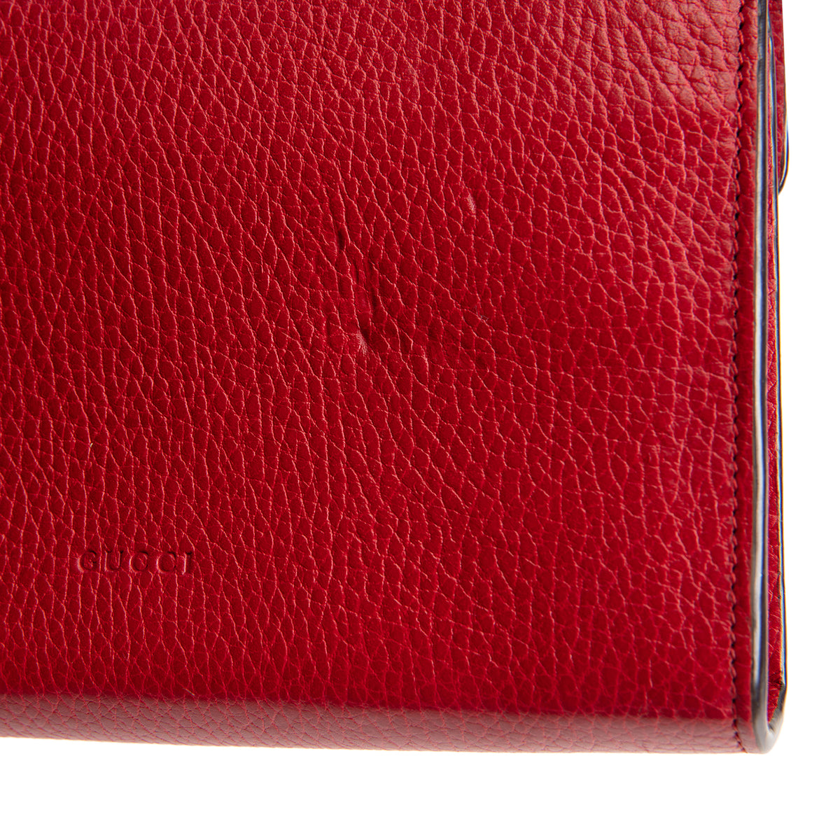 GUCCI Leather Crystal Dionysus Chain Wallet - Red