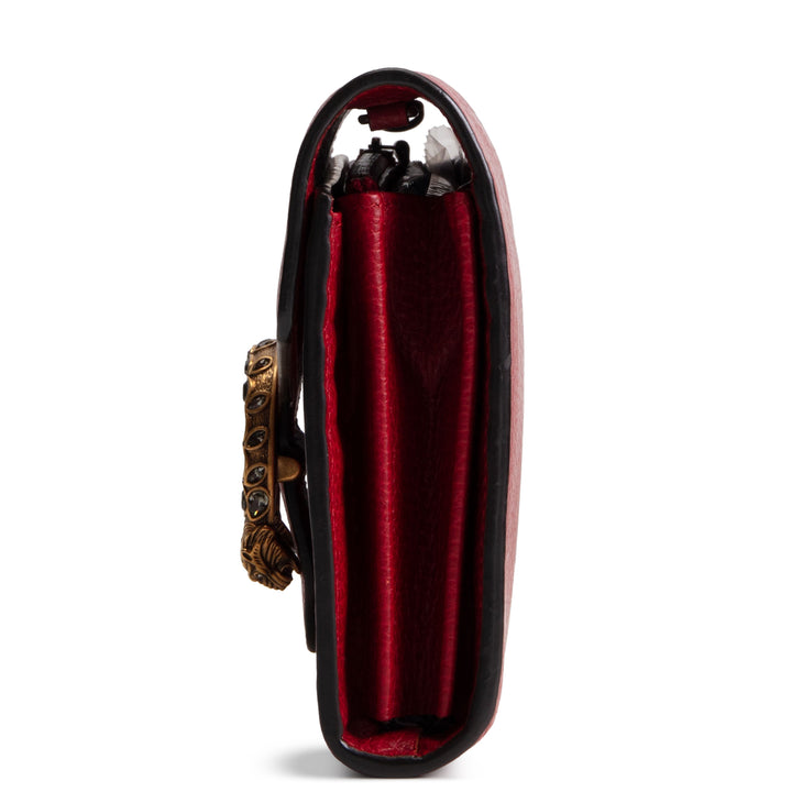 GUCCI Leather Crystal Dionysus Chain Wallet - Red