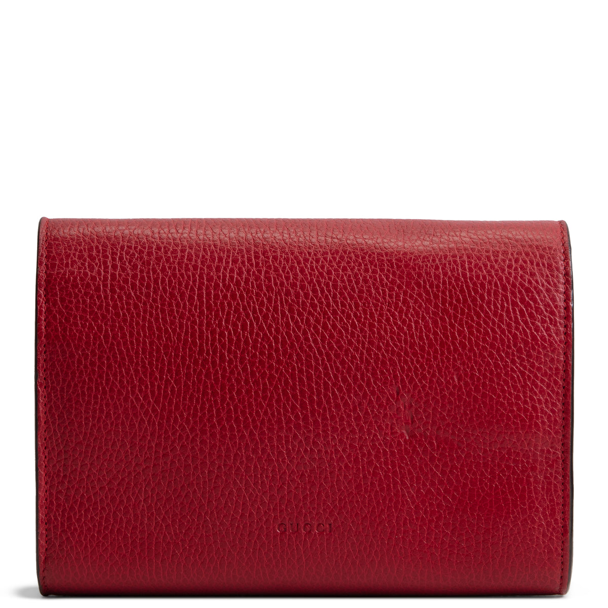 GUCCI Leather Crystal Dionysus Chain Wallet - Red