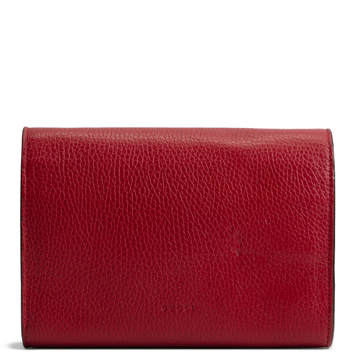 GUCCI Leather Crystal Dionysus Chain Wallet - Red