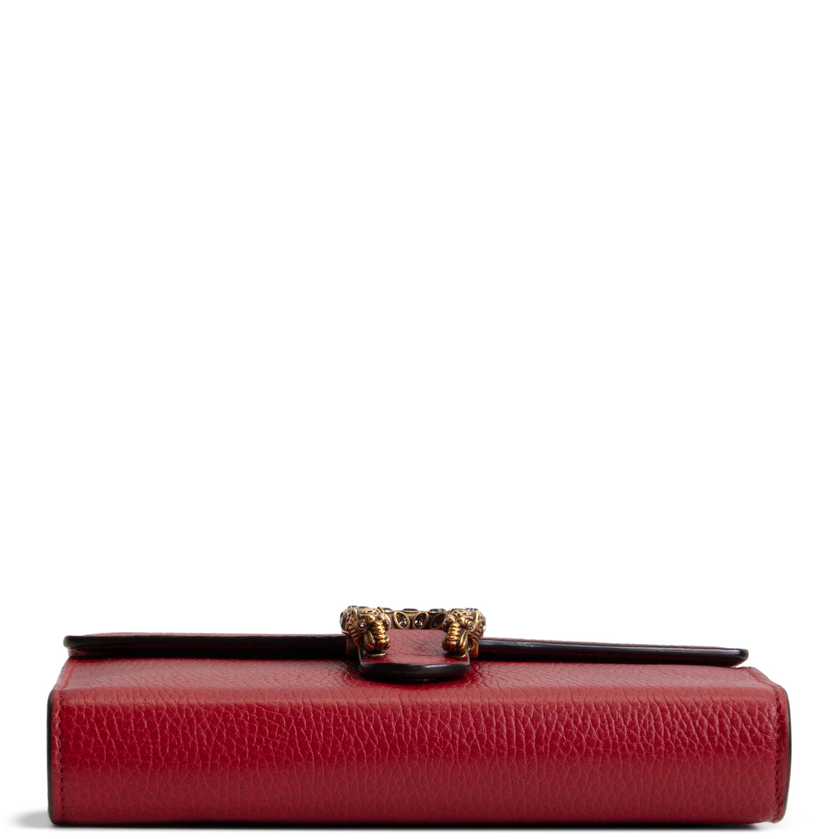 GUCCI Leather Crystal Dionysus Chain Wallet - Red