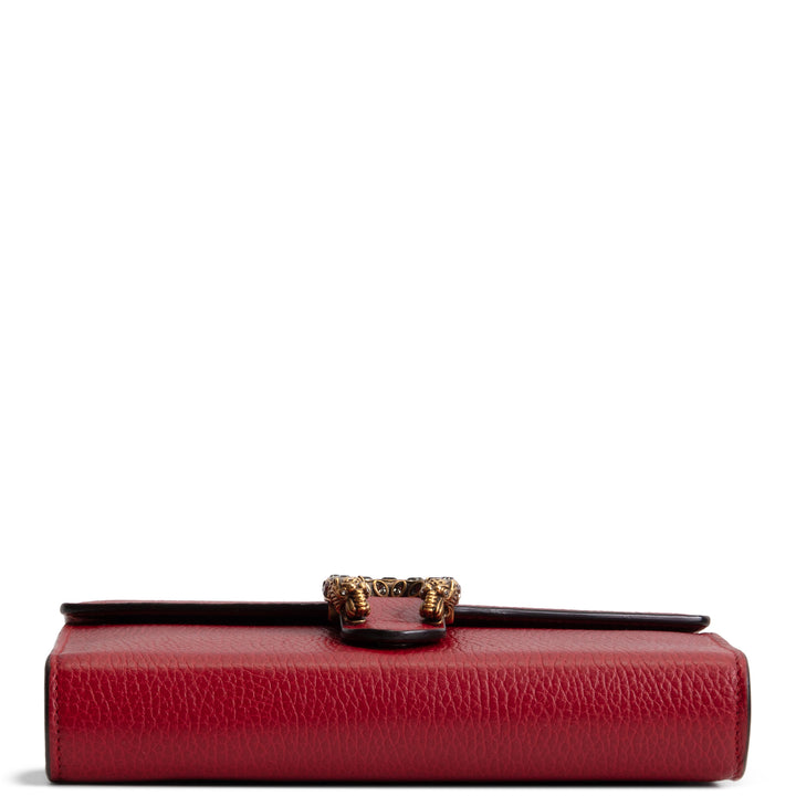 GUCCI Leather Crystal Dionysus Chain Wallet - Red