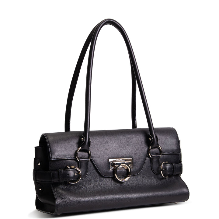 SALVATORE FERRAGAMO Gancio Shoulder Bag - Black
