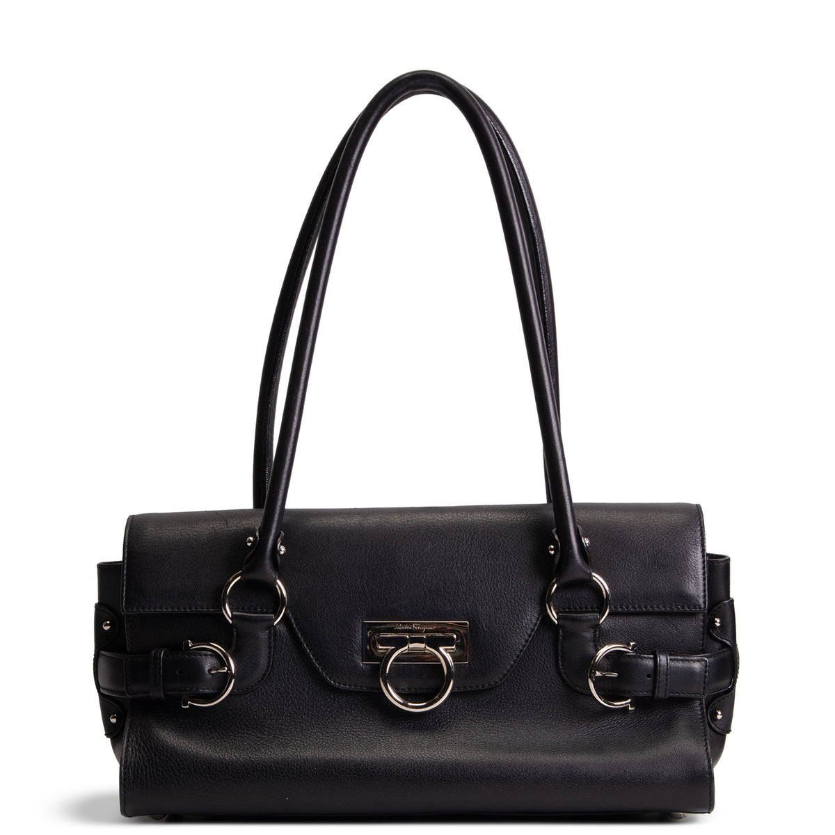SALVATORE FERRAGAMO Gancio Shoulder Bag - Black