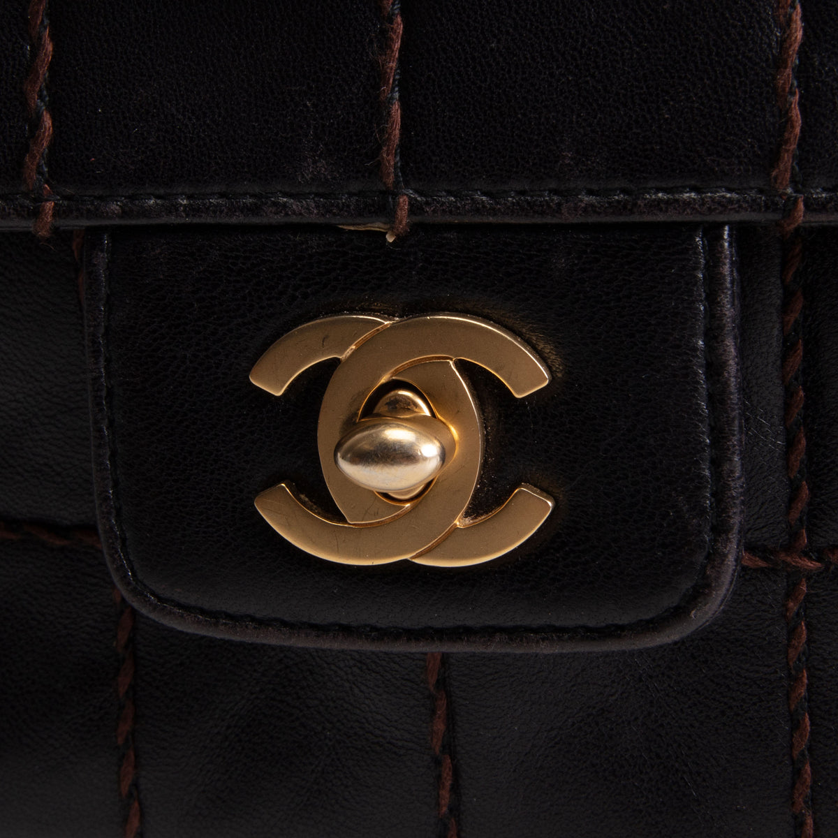 CHANEL Vintage Crazy Stitch Chocolate Bar Flap Bag - Dark Brown - OUTLET FINAL SALE