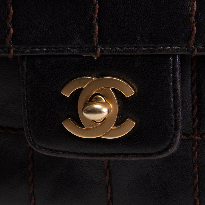 CHANEL Vintage Crazy Stitch Chocolate Bar Flap Bag - Dark Brown - OUTLET FINAL SALE