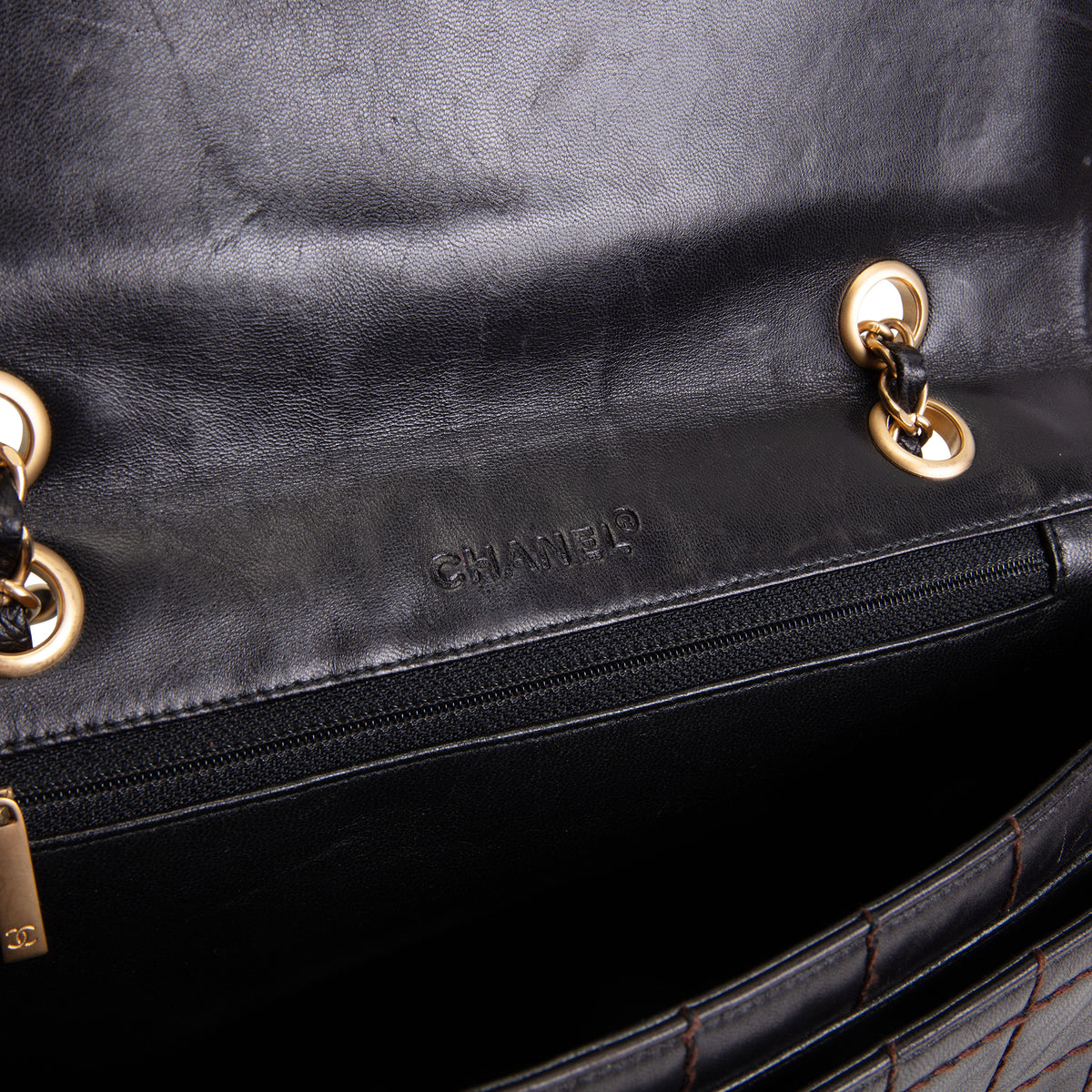 CHANEL Vintage Crazy Stitch Chocolate Bar Flap Bag - Dark Brown - OUTLET FINAL SALE