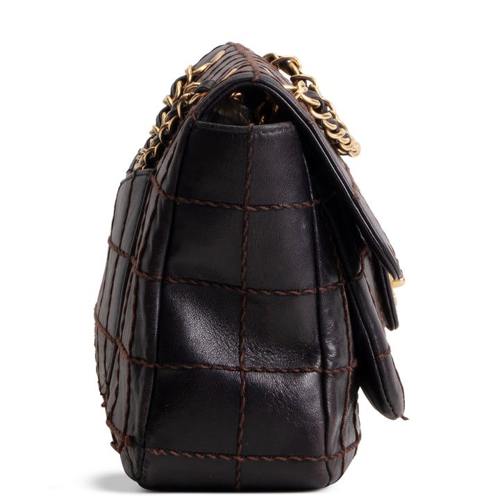 CHANEL Vintage Crazy Stitch Chocolate Bar Flap Bag - Dark Brown - OUTLET FINAL SALE