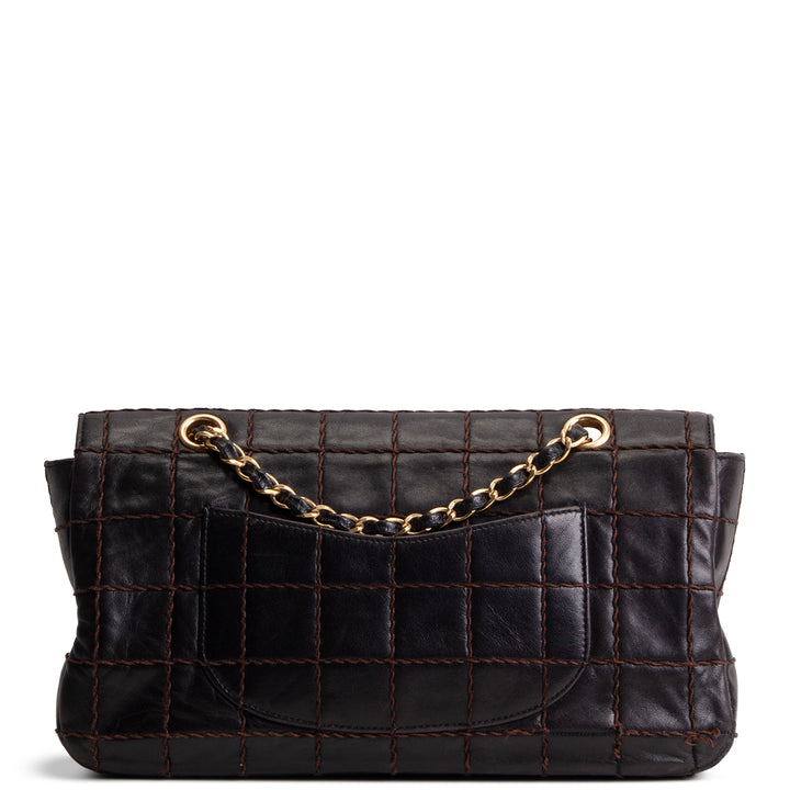 CHANEL Vintage Crazy Stitch Chocolate Bar Flap Bag - Dark Brown - OUTLET FINAL SALE