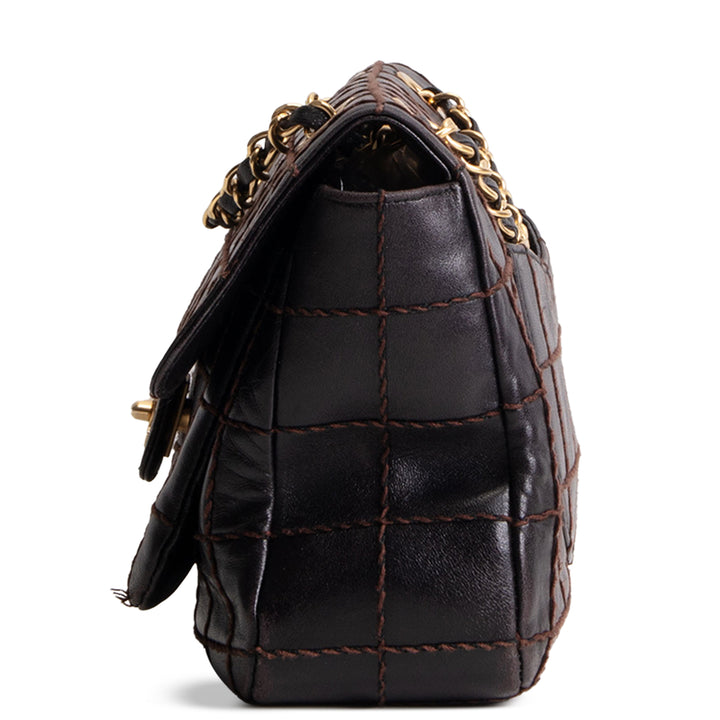 CHANEL Vintage Crazy Stitch Chocolate Bar Flap Bag - Dark Brown - OUTLET FINAL SALE