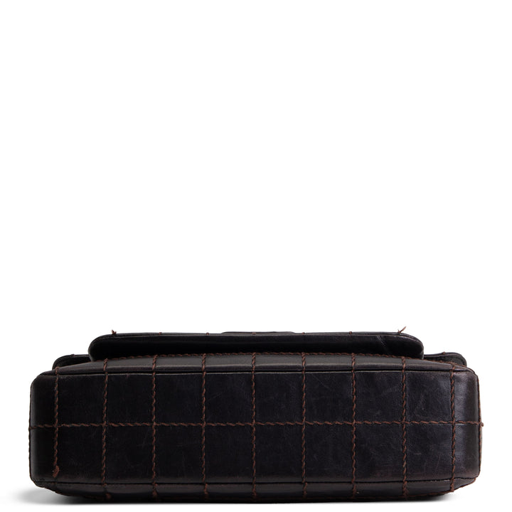 CHANEL Vintage Crazy Stitch Chocolate Bar Flap Bag - Dark Brown - OUTLET FINAL SALE