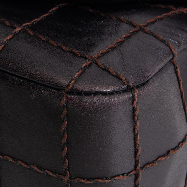 CHANEL Vintage Crazy Stitch Chocolate Bar Flap Bag - Dark Brown - OUTLET FINAL SALE