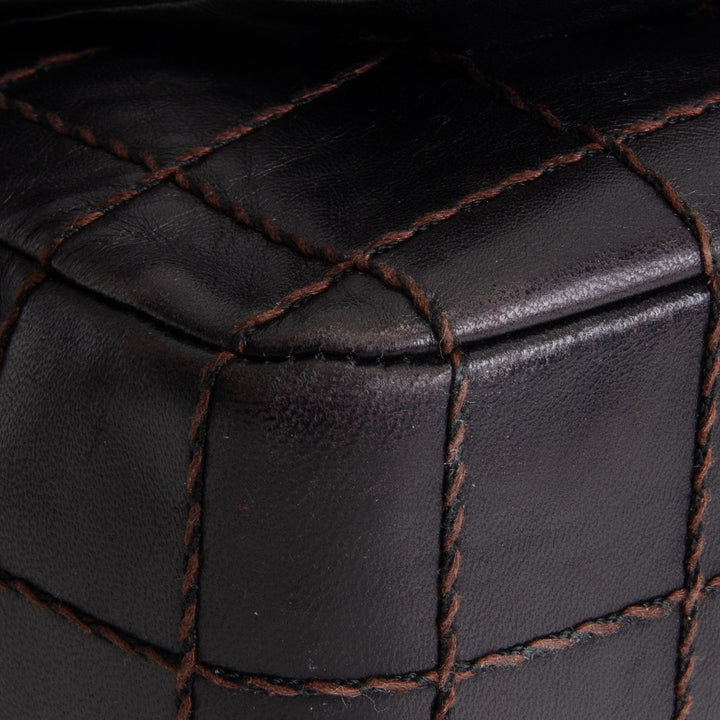 CHANEL Vintage Crazy Stitch Chocolate Bar Flap Bag - Dark Brown - OUTLET FINAL SALE