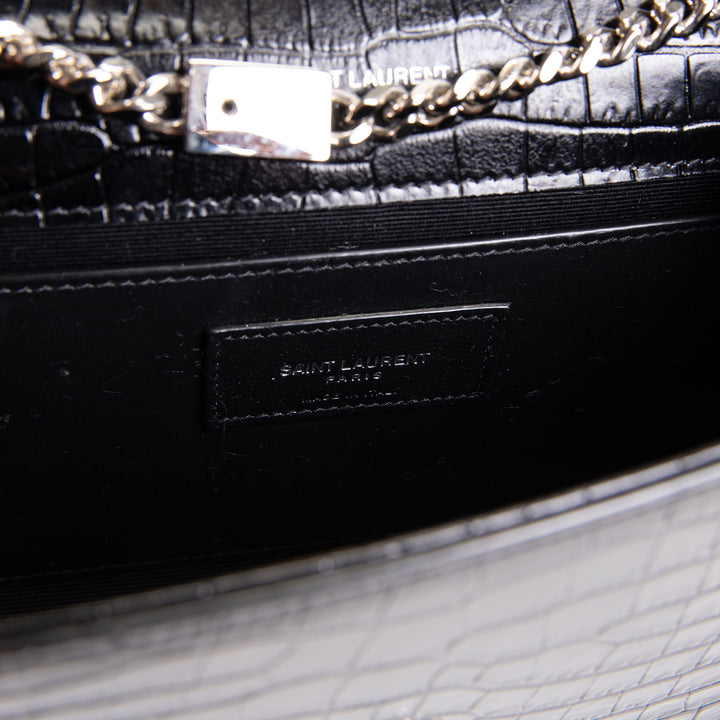 SAINT LAURENT Kate Tassel Bag Croc Embossed - Black