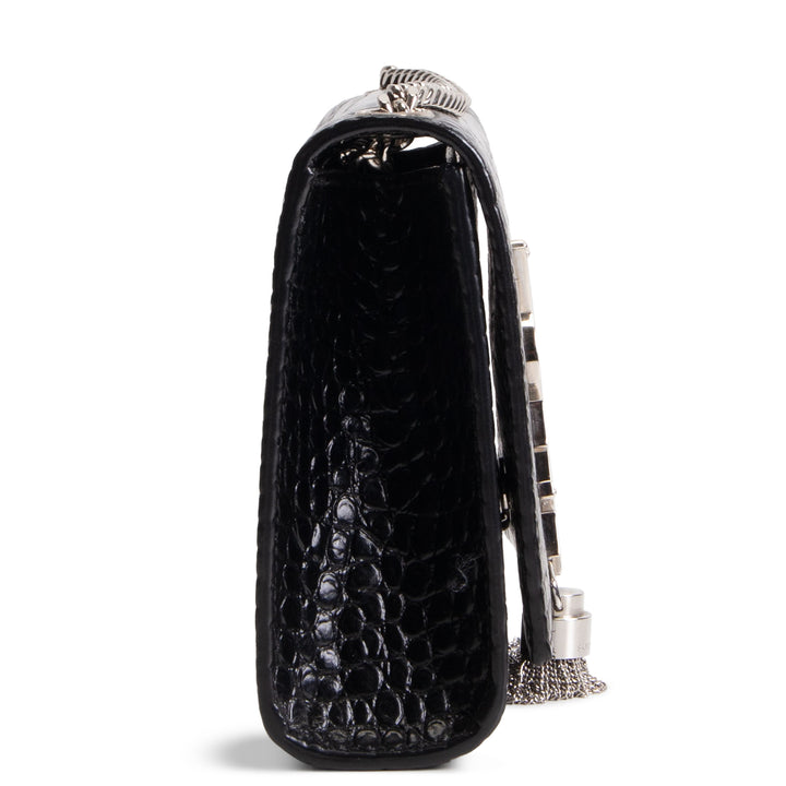 SAINT LAURENT Kate Tassel Bag Croc Embossed - Black