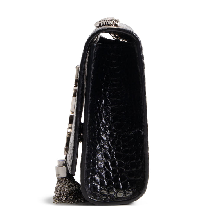 SAINT LAURENT Kate Tassel Bag Croc Embossed - Black