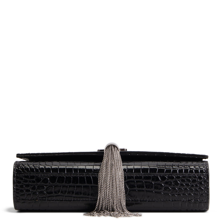 SAINT LAURENT Kate Tassel Bag Croc Embossed - Black