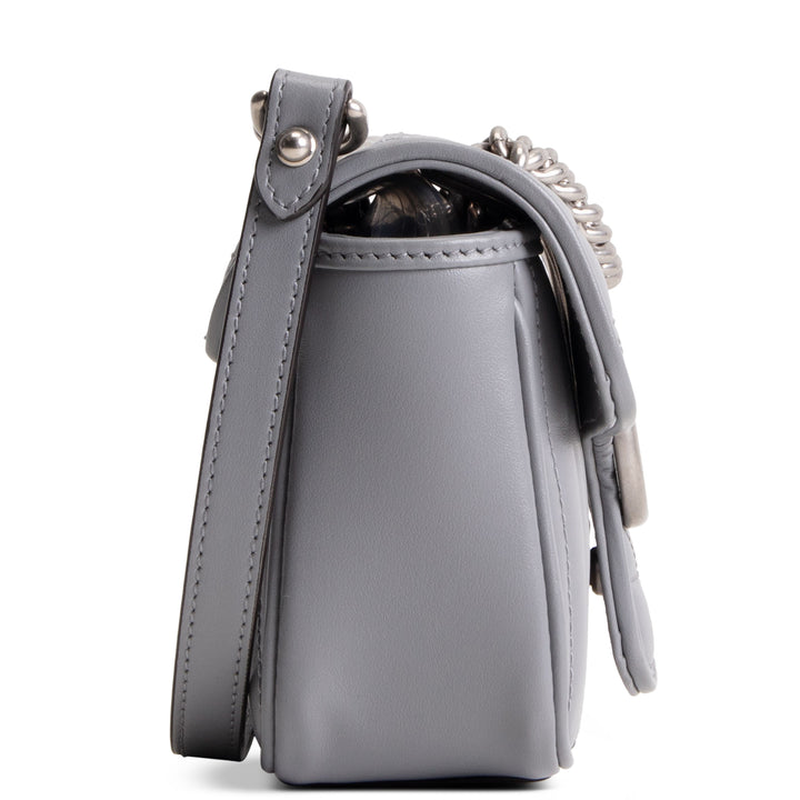 GUCCI Small Aria GG Marmont Shoulder Bag - Gray