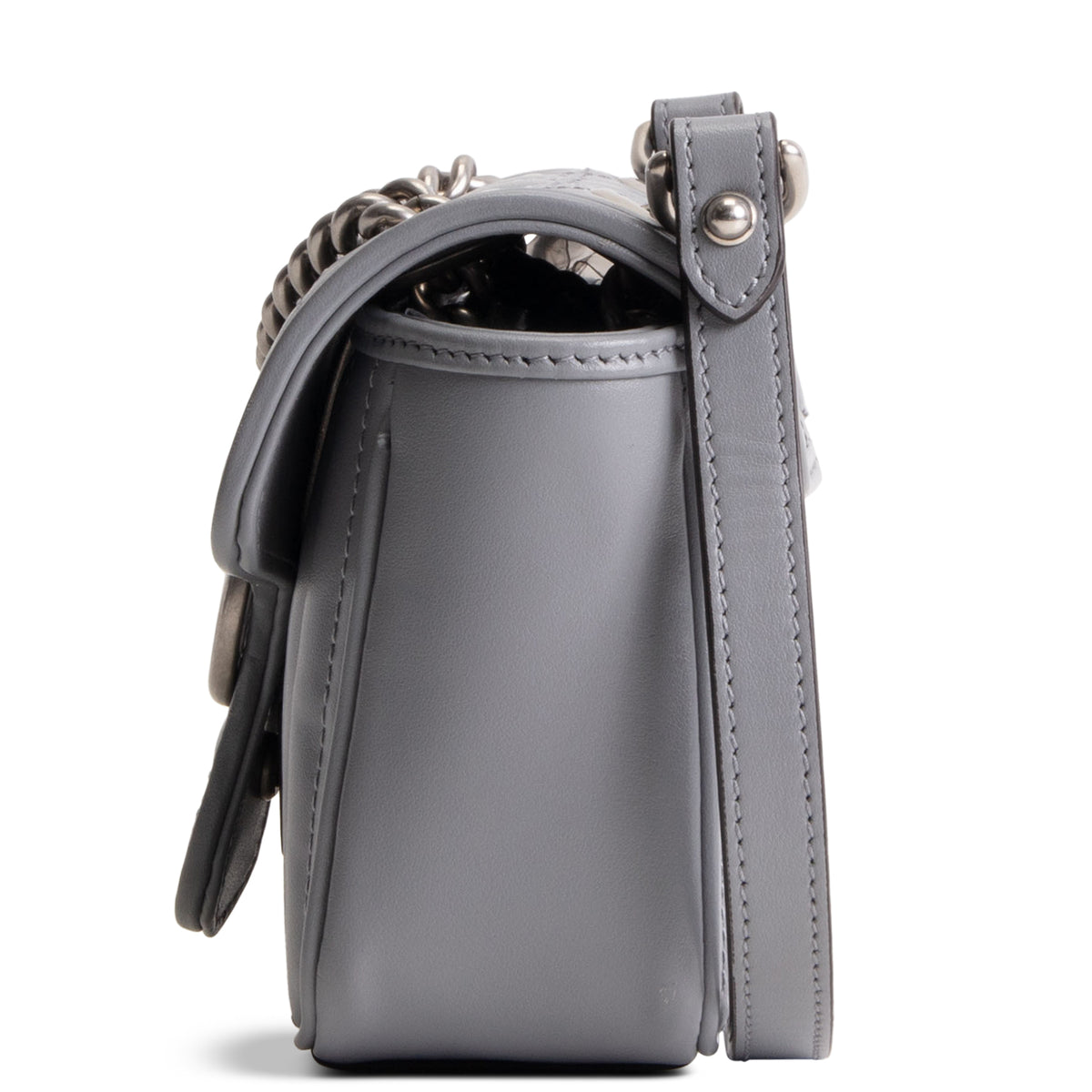 GUCCI Small Aria GG Marmont Shoulder Bag - Gray