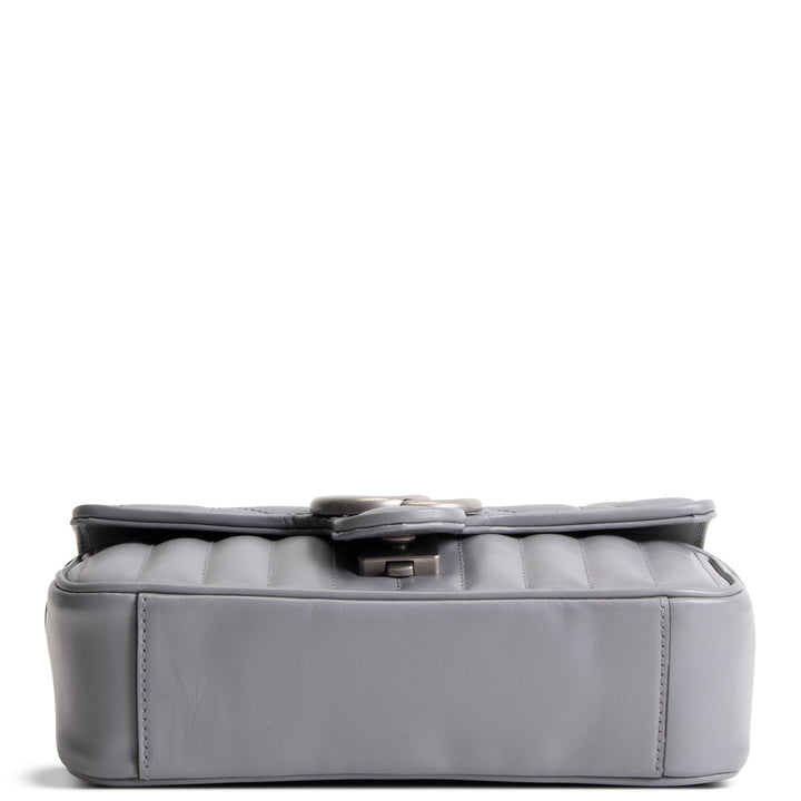 GUCCI Small Aria GG Marmont Shoulder Bag - Gray