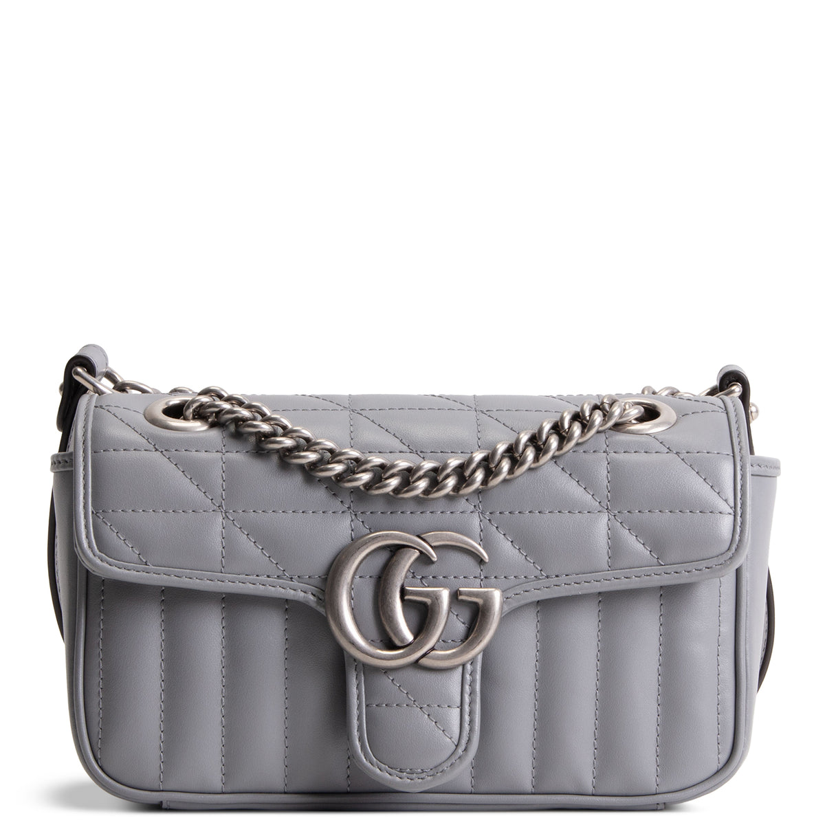 GUCCI Small Aria GG Marmont Shoulder Bag - Gray