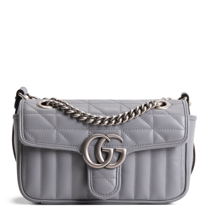 GUCCI Small Aria GG Marmont Shoulder Bag - Gray