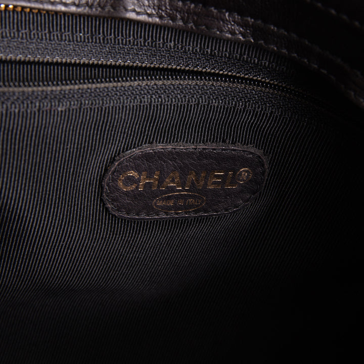 CHANEL Vintage Lambskin Quilted Front Pocket Tote - Black