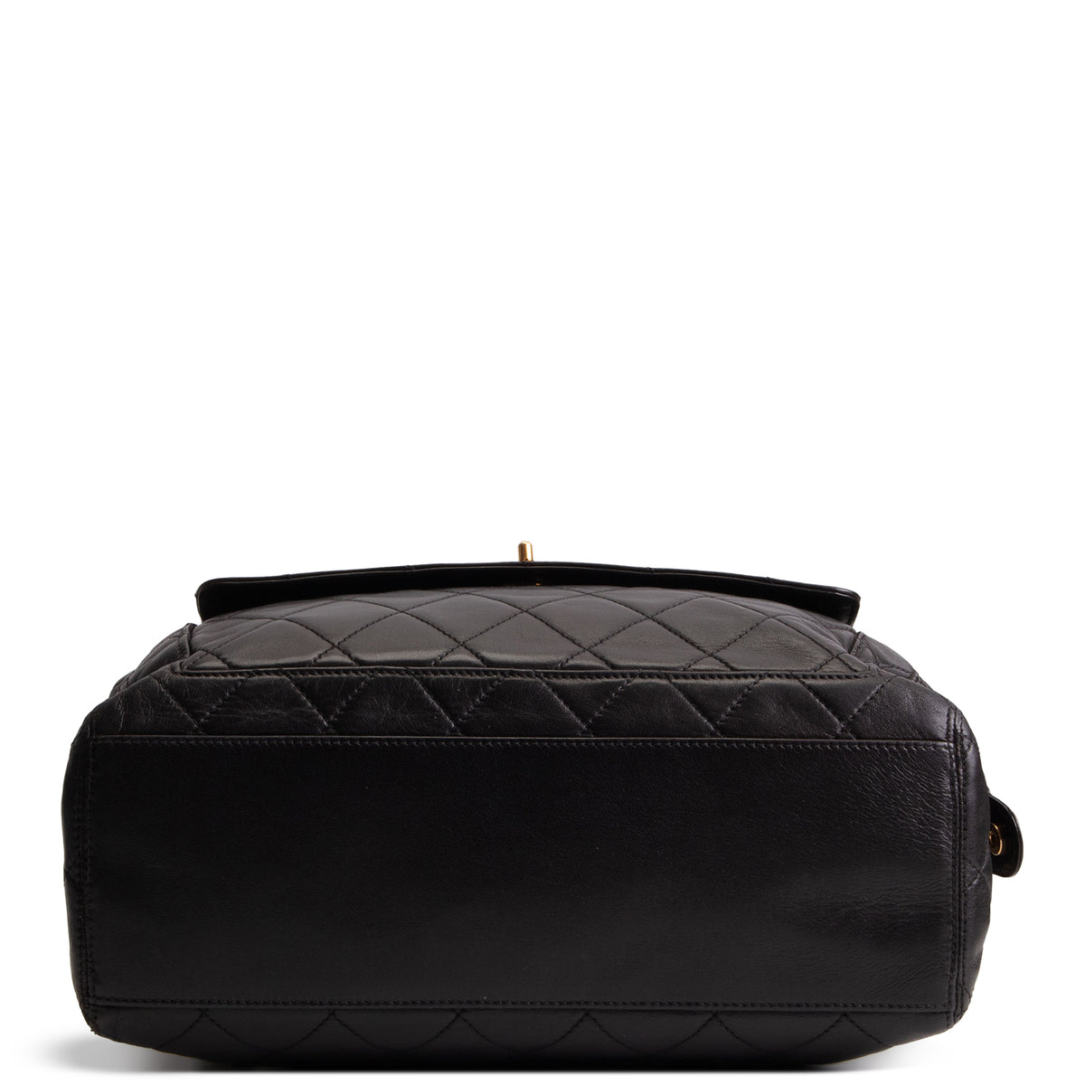 CHANEL Vintage Lambskin Quilted Front Pocket Tote - Black