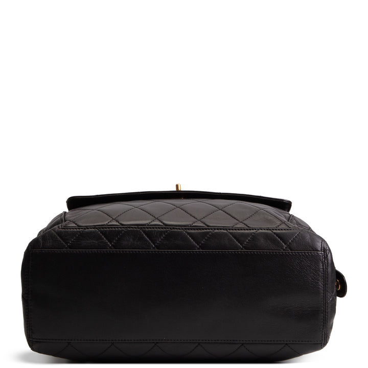 CHANEL Vintage Lambskin Quilted Front Pocket Tote - Black