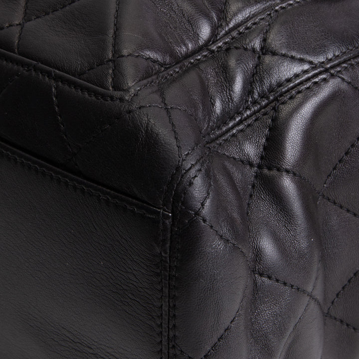 CHANEL Vintage Lambskin Quilted Front Pocket Tote - Black