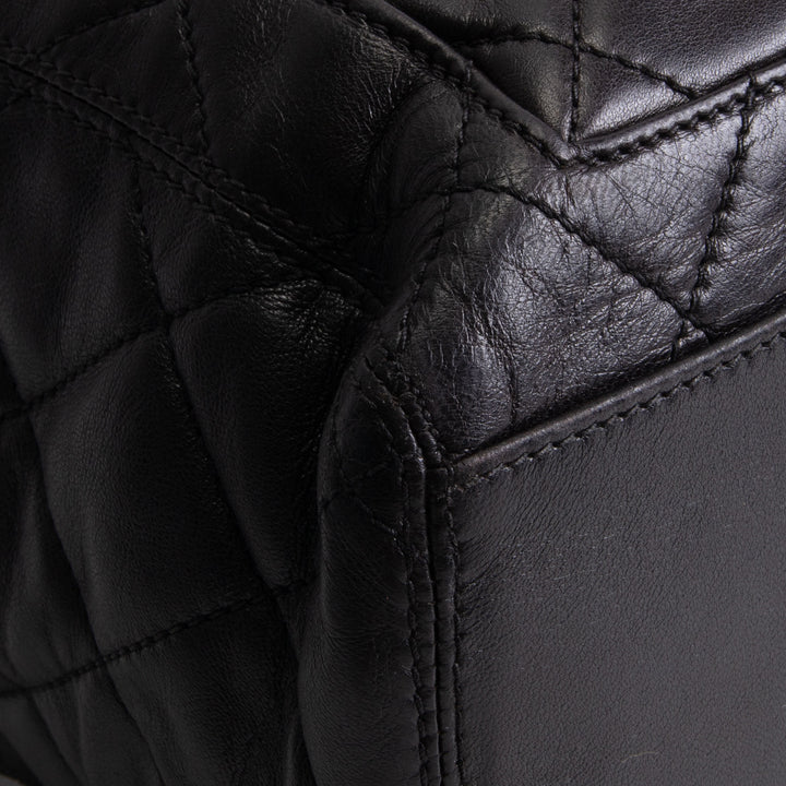 CHANEL Vintage Lambskin Quilted Front Pocket Tote - Black